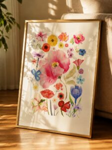 Blossom Basket — Suluboya Buket — Dopamine Decor Studio poster