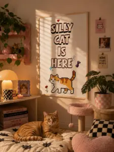 Silly Cat Is Here — Dopamine Decor Studio poster