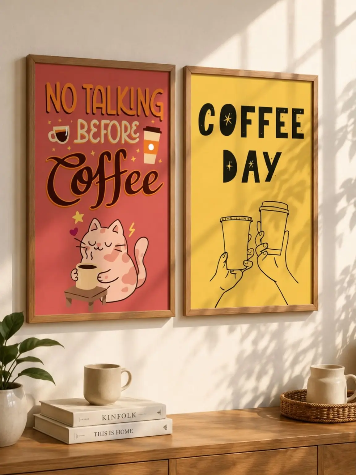 coffe day poster seti — premium satin fotoğraf kağıdı duvar posteri