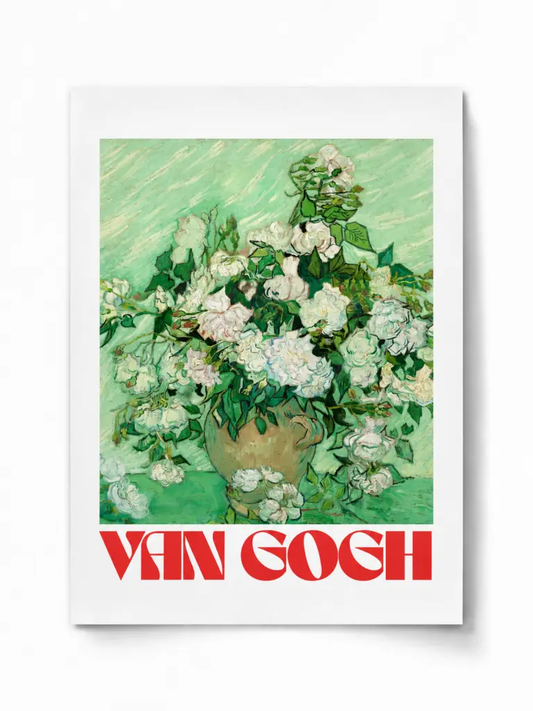 Van Gogh — beyaz güller poster — duvar posteri