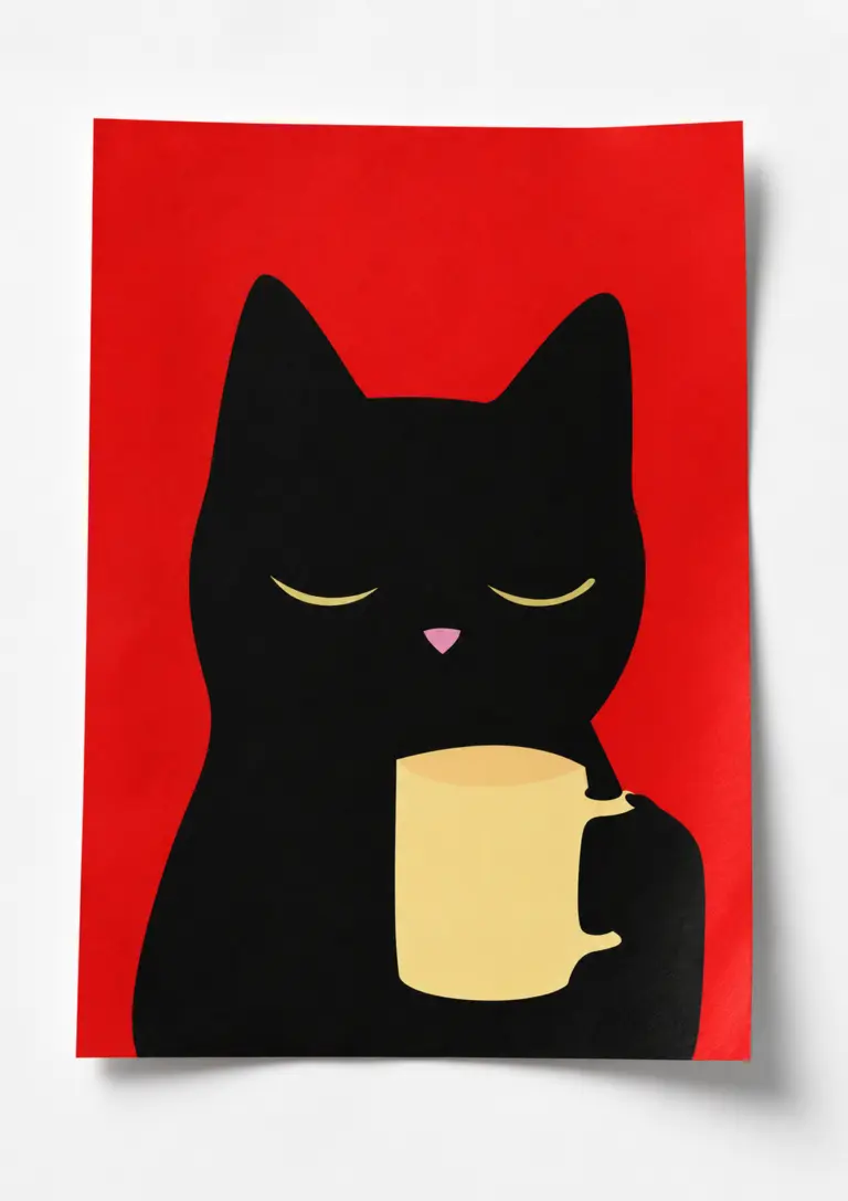 relax cat poster — duvar posteri
