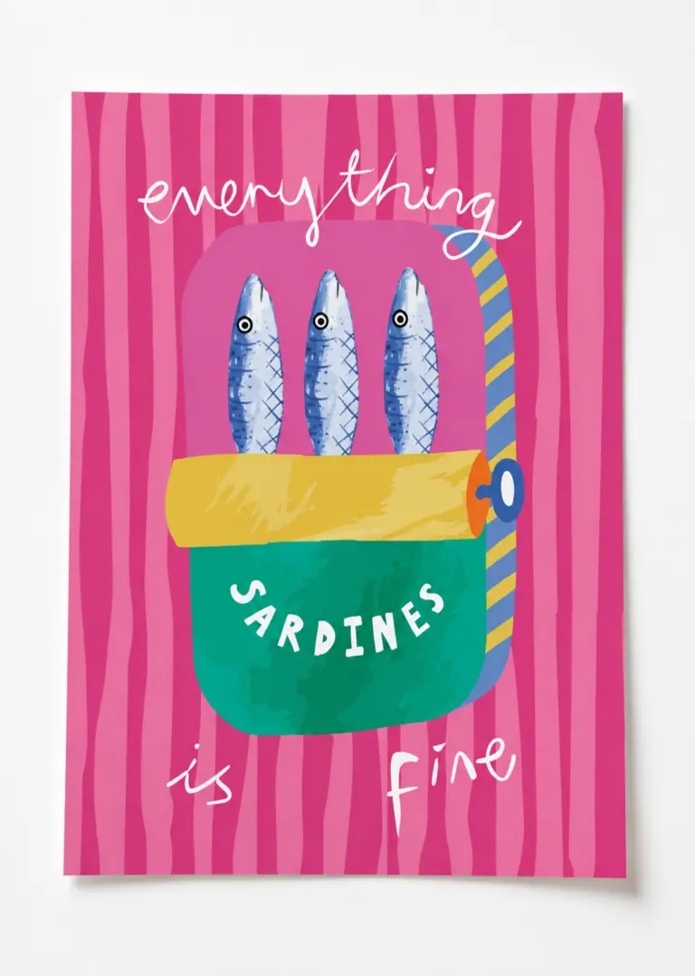 everything is fine sardines poster — duvar posteri