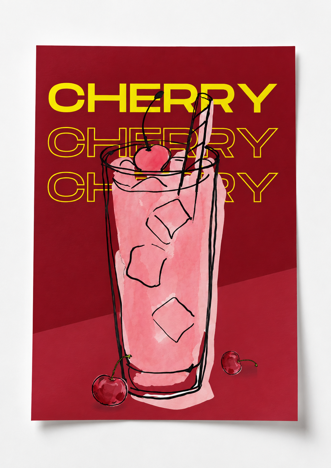 cherry juice poster — premium satin fotoğraf kağıdı duvar posteri