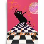 this kitchen is for dancing (cat) poster — görsel 1
