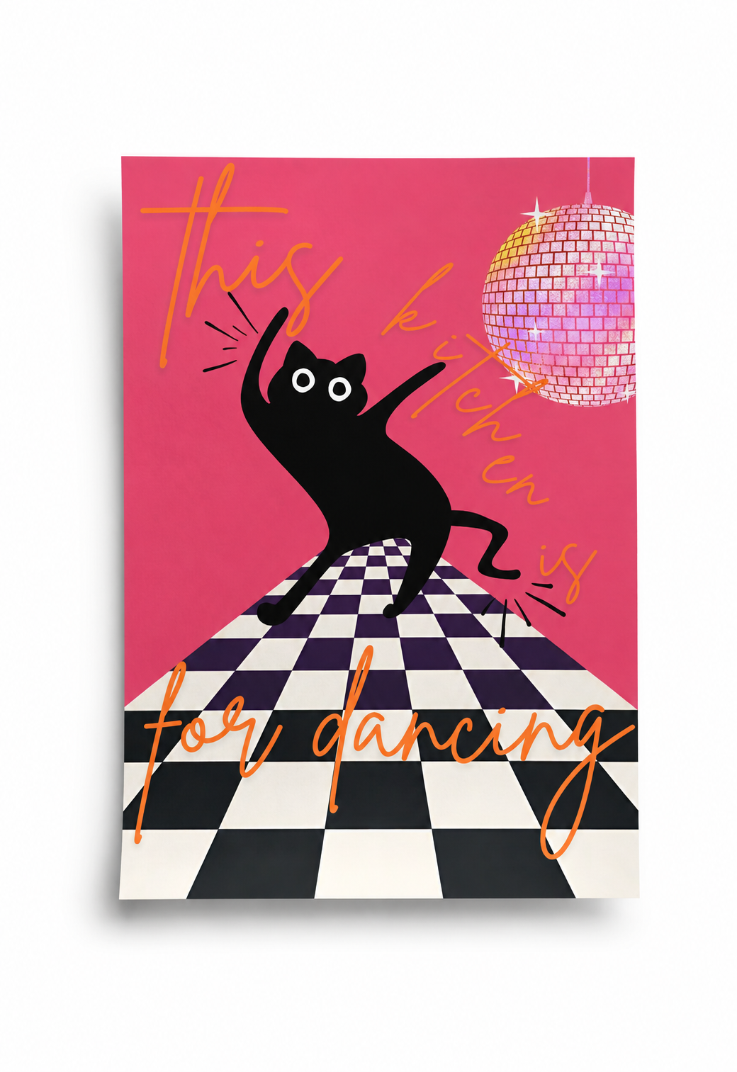 this kitchen is for dancing (cat) poster — premium satin fotoğraf kağıdı duvar posteri